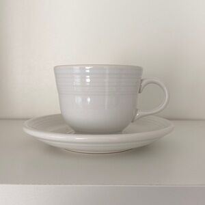Fiesta Dishes FiestaWare White Teacup Saucer Set - RETIRED Homer Laughlin Co